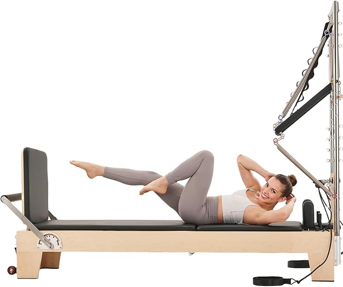 VEVOR Pilates Reformer Machine, Pilates Workout Equipment for Home Gym Studio Use, Pilates Reformer with Sitting Box and Jumpboard，fit for Beginners & Advanced Users