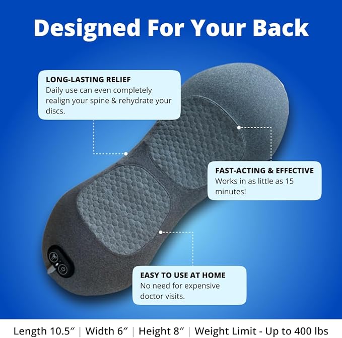 SmoothSpine Triple Fusion Back Massager - The Official Smooth Spine Massager with Heat - Design to Support Lower Back Comfort, Relaxation Device for Home Use (Triple Fusion Back Massager)