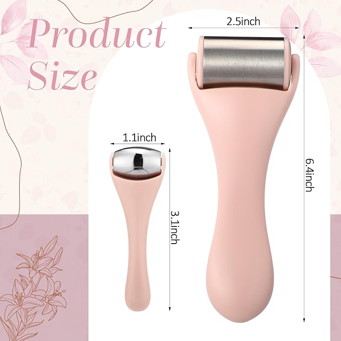 Tondiamo 2 Pcs Muscle Roller Gifts Stick Fascia Body Cellulite Face Muscle Massage Roller Manual Massage Tools for Relief Neck Arm Back Leg Body Deep Release(Pink,Metal)