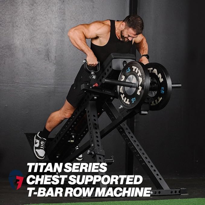 Titan Fitness Titan Series Chest-Supported Row Machine, T Bar Row Machine with Chest Support, Rowing Machine for Back, Workout and Exercise Equipment, Self-Aligning Design, Easy Plate Loading