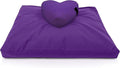 Bean Products Meditation Cushion Mat Set - Zafu Floor Pillow Organic Buckwheat Pillow + Cotton Filled Zabuton Prayer Pad - Meditation Pillow Yoga Knee Pad - Made in USA - 14" Round or 18" Oval