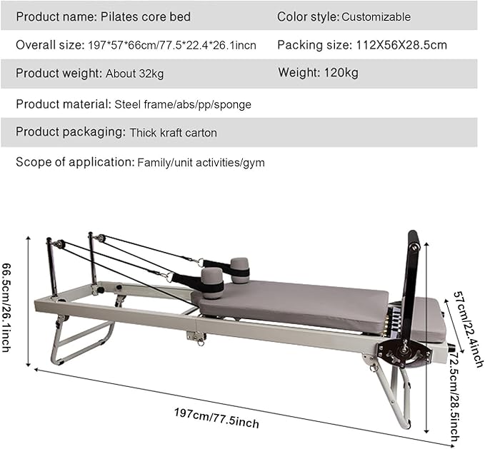 Portable Pilates Reformer,Foldable Pilates Reformer, Pilates Reformer with Alloy Springs Resistances,Pilates Machine & Equipment for Home Use and Gym Workout, Suitable for Beginners and Intermediate