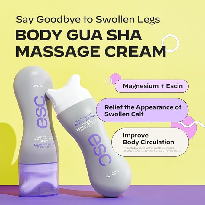 Magnesium+Escin Body Gua Sha Massage Cream - Intensive Relief for Leg with Gua Sha Tool, Leg Massage Cream for Circulation, Improving Calf Swelling, Korean Skin Care 5.07 fl.oz