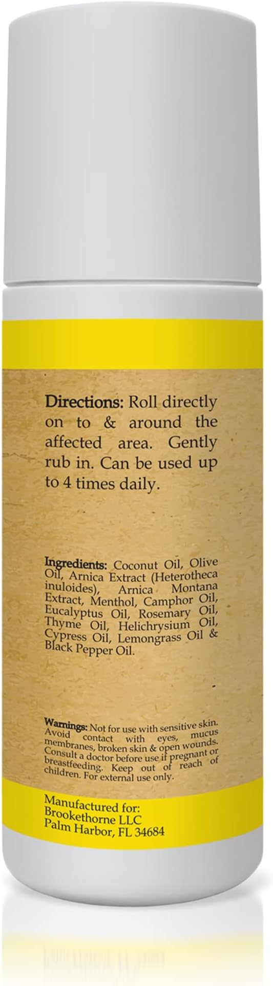 Relief Plus Arnica Muscle Oil – All Natural Highly Concentrated Roll On - Cypress, Eucalyptus & Helichrysum Essential Oils & Menthol for Sore Muscles, Aching Joints by Brookethorne Naturals