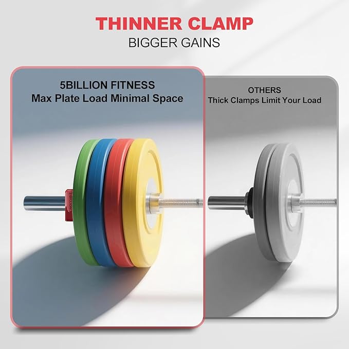 Olympic Barbell Clamps 2 inch Barbell Clips (Pair) Barbell Collars for Secure Weightlifting Quick Release Weight Clips for Bars with Anti-Slip TPR Lining at Home or Gym Clips (Red)