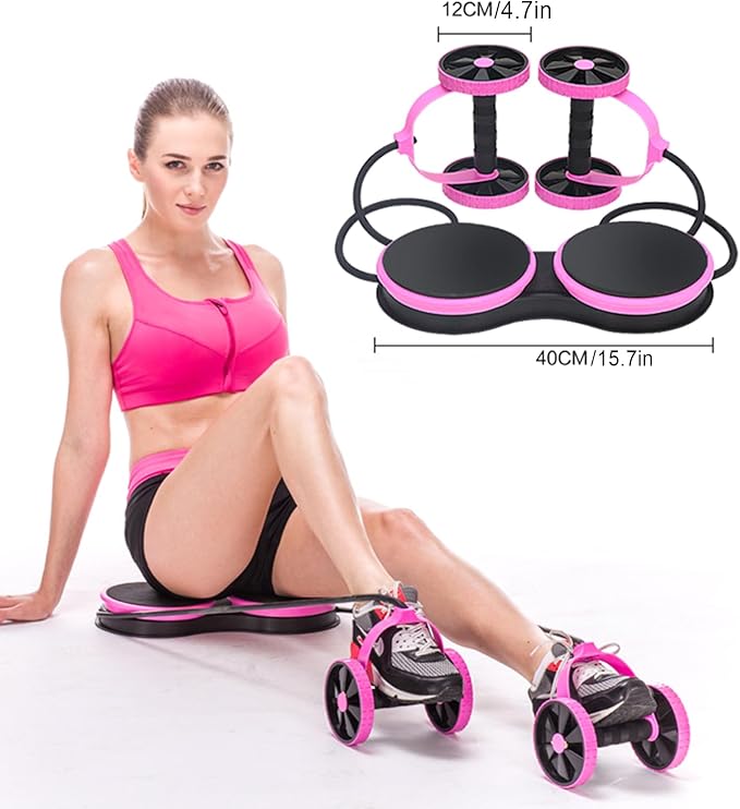 Ab Roller Wheel Multifunctional Pull Rope with Twister Board for Exercise - Double Abdominal Fitness Roller Waist Twisting Disc for Home Gym & Abs Workout Equipment.