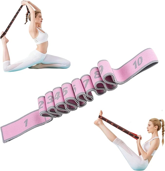 Fitness Resistance Band for Stretching and Yoga, Fashion Puller Exercise, 8/10 Loops Elastic Exercise Bands for Adults, Exercise Bands with Handles for Full Body Stretching Shaping