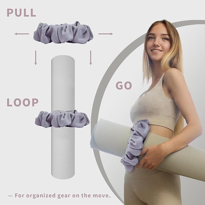 Yoga Mat Scrunchie – Stylish Yoga Mat Strap – Stretch-Fit for All Standard Mats – Lightweight, Travel-Friendly(Mat Excl.)