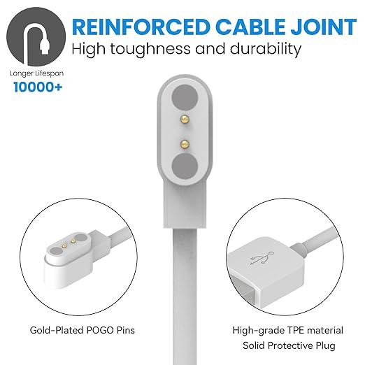 Intended for SOLAWAVE 4-in-1 Red Light Therapy Wand Charging Cable Magnetic Replacement Charging Cord for SOLAWAVE Facial Wand Charger Accessories (White&White)