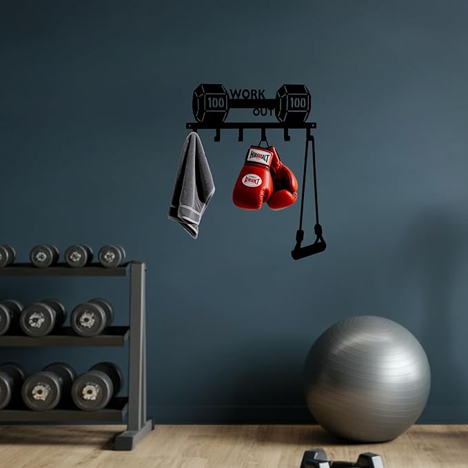 Gym Wall Decor Storage Holder – Motivational Gym Signs & Home Gym Storage Rack for Workout Room – Fitness Accessories & Organization for Garage Gym