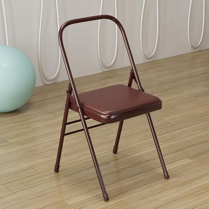 Foldable Yoga Chair for Iyengar & Pilates, Portable Backless Fitness Stool with PU Surface, Ideal for Women's Gifts – Brown Color, Lightweight & Durable Design