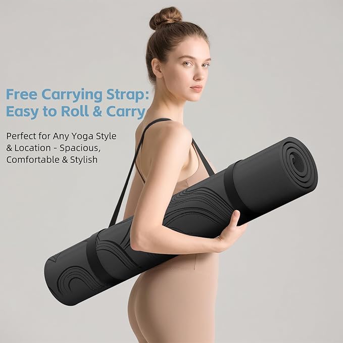 Large 76"x40"x0.4" Yoga Mat - Extra Width & Thick Non-Slip Exercise Mat, Versatile for Stretching, Yoga Studio, Gym, Home & Indoor/Outdoor Workouts