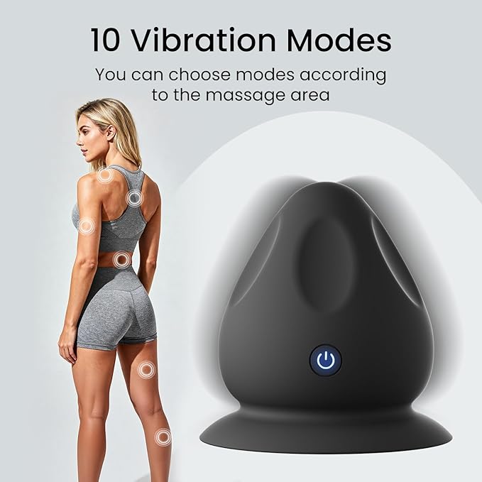 Mountable Massage Ball with Suction Base, Sports Relaxation Muscle Massage Tool, Deep Tissue Trigger Point Massager (Black)