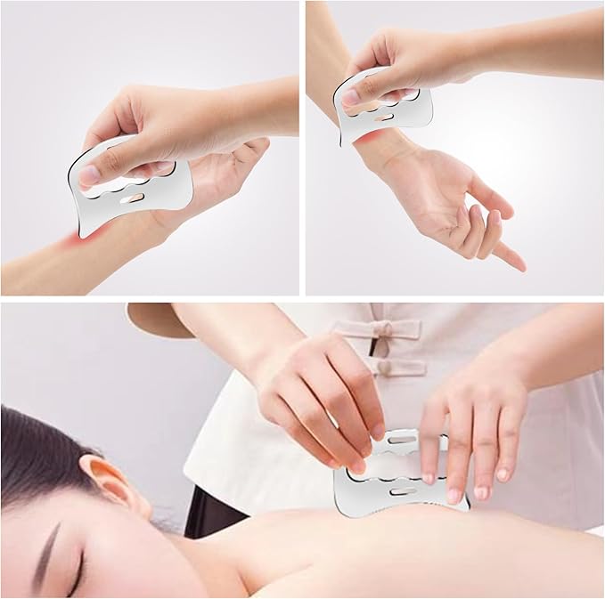 Muscle Scraper Tool Stainless Steel Body Gua Sha Set Scraping Tool Physical Therapy Suitable for Face,Back, Abdome,Legs, Arms,Neck,Shoulder
