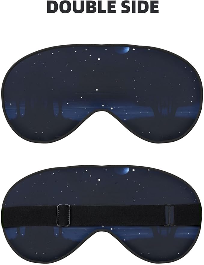 Dark Blue Night View Head-Mounted Double-Sided Light-Blocking Sleeping Eye mask to Protect Eyes and Relieve Eye Fatigue