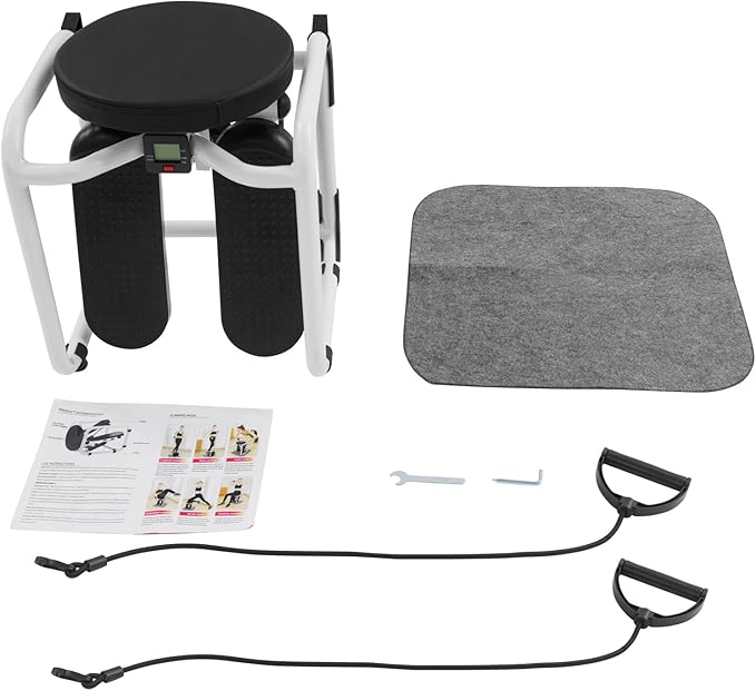Mini Steppers for Exercise at Home, Side-to-Side Lateral Rocking Fitness Stepper with Digital Monitor/Resistance Bands Machine, Total Body Workout, 300LBS Capacity for Home Workout