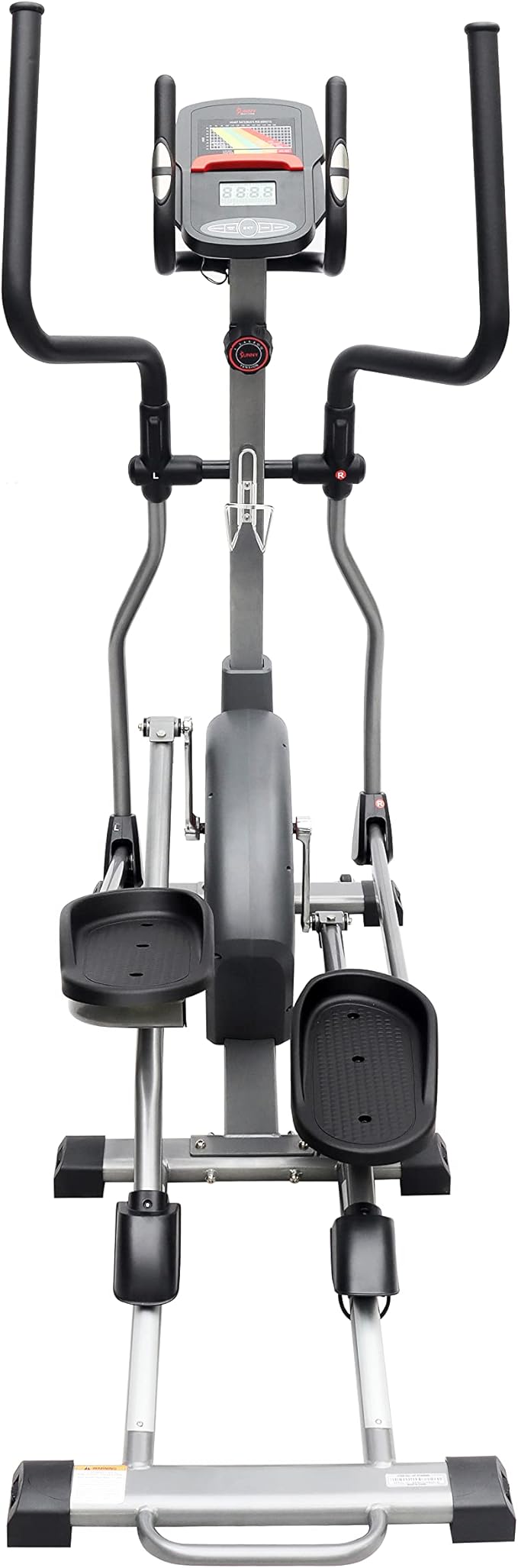 Sunny Health & Fitness Elliptical Exercise Machine, Silent Training, Long Stride Full Body Workout, Adjustable Resistance, Pulse Sensor, SunnyFit App via Bluetooth, Electric or Manual