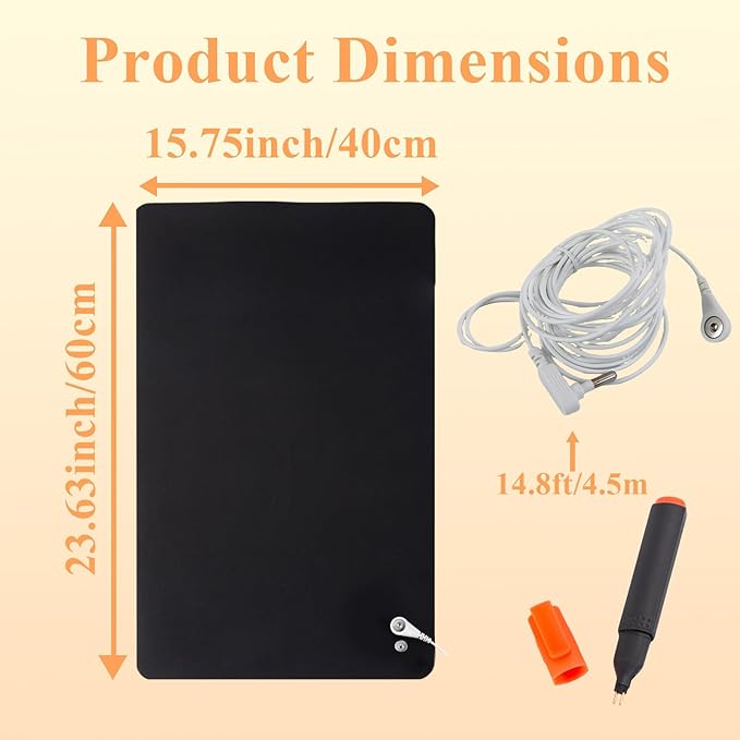 Grounding Mat for Feet, Earthing Grounding Mat for Bed, Pain Relief Earth Connection Therapy for Better Sleep, Meditation, Office, Yoga Grounding Pad with Tester Pen & Cord