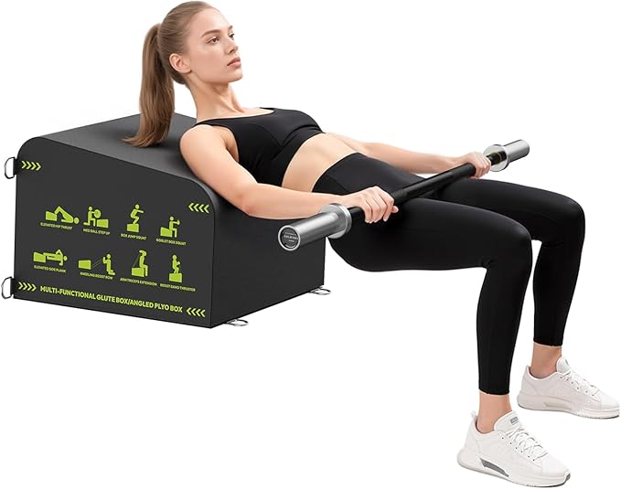 Hip Thrust Bench, Multi-Functional Slip-Free Hip Thrust Machine for Glute Bridge, Box Jump, Push-Ups, Squat, Ab Exercise, Suitable for Home & Gym