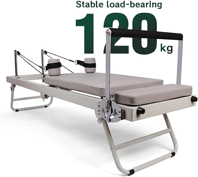 Pilates Reformer Machine, Foldable Pilates Reformer Machine for Home and Gym, Load-Bearing 120kg, Five Rubber pulls Contains Square Boxes