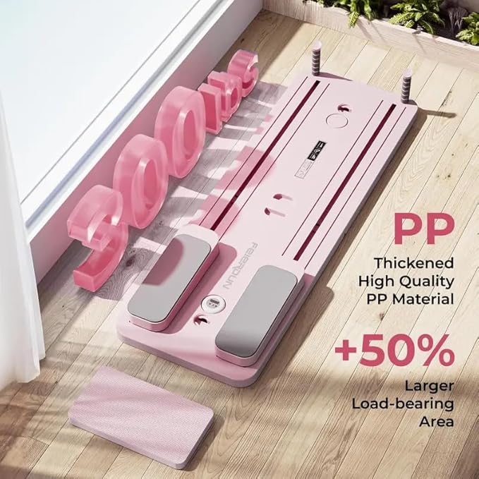 Multi-Functional Pilates Board, Foldable Home Pilates Reformer, Ab & Core Strength Workout Equipment, 300LBS Capacity, Pink, 47.1 x 16 x 3 Inches