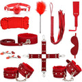 Pilates 11 Piece Fashion Design Leather Combination Set (Red), Fun Cosplay Racket Accessories, Wrist and Hip Yoga Supplies, Couple Gifts