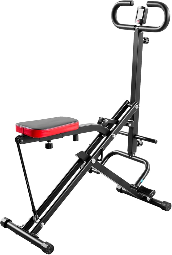 VEVOR Squat Machine, Deep Squat Rowing Machine for Home, Easy Setup & Foldable Exercise Equipment, Glute Trainer Machine with 2/3 High-Strength Resistance Bands, Glutes & Leg Home Workout Machine