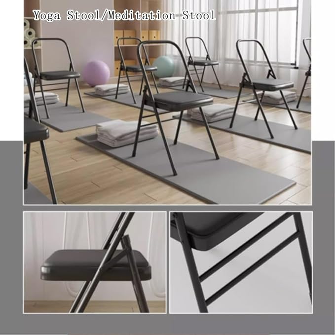 Foldable Yoga Chair for Iyengar & Pilates, Portable Backless Fitness Stool with PU Surface, Ideal for Women's Gifts – Brown Color, Lightweight & Durable Design