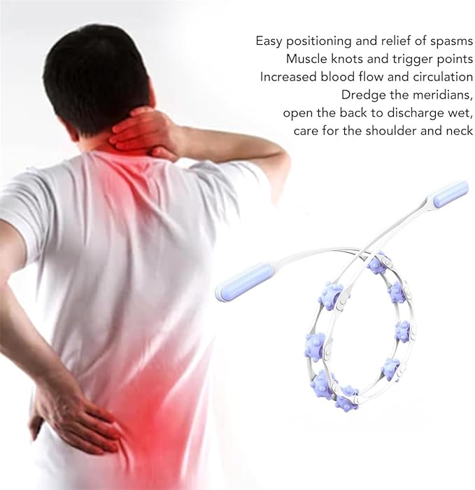 Manual Back Massage Roller Rope, Handheld Massage Ball Roller Anti Cellulite Massage Roller, Fascia Roller Manual Massage Strap for Back Neck Shoulder Waist Leg Muscle Exercise Massage Roller (Pink)