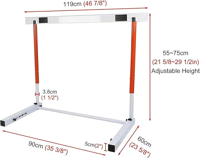 Metal Agility Speed Hurdles, Adjustable Height Track and Field Hurdles, Athletic Workout Obstacles Bar, Portable Sport Training Pole Set (40), 55