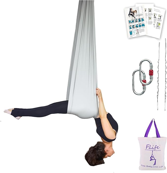 F.Life Aerial Silk Yoga Hammock & Swing for yoga Inversion,Strength training,starter hardware kit