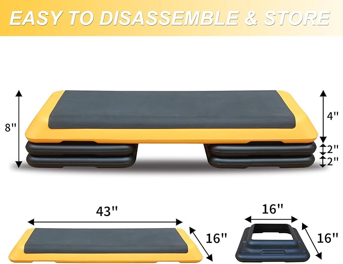 Aerobic Step Platform 30" × 14" Height Adjustable Workout Step for Fitness Strength Training with Risers Exercise Platform for Home Gym