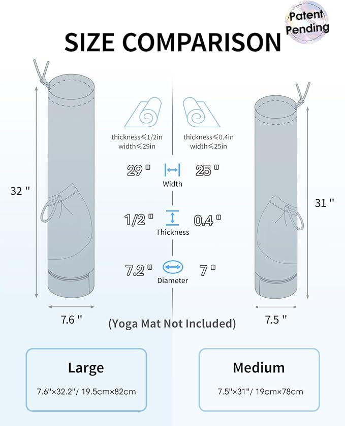 sportsnew Yoga Mat Bag with Water Bottle Pocket and Bottom Wet Pocket, Exercise Yoga Mat Carrier Multi-Functional Storage Bag, Patent pending
