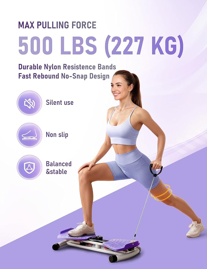 Waist Twister Machine with Smart Digital Counter and Resistance Bands 300 Lbs Capacity, Noiseless Ab Twister Board for Home Exercise, Fitness Equipment Ideal for Women to Burn Belly Fat and Tone Body