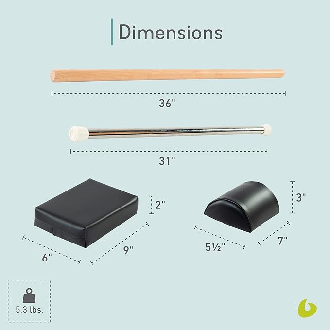 Balanced Body Traditional Reformer Accessory Kit with Pole, Dowel, and Cushions, Pilates Reformer Accessories, Pilates Equipment for Home Gym or Pilates Studio, 4 Pieces