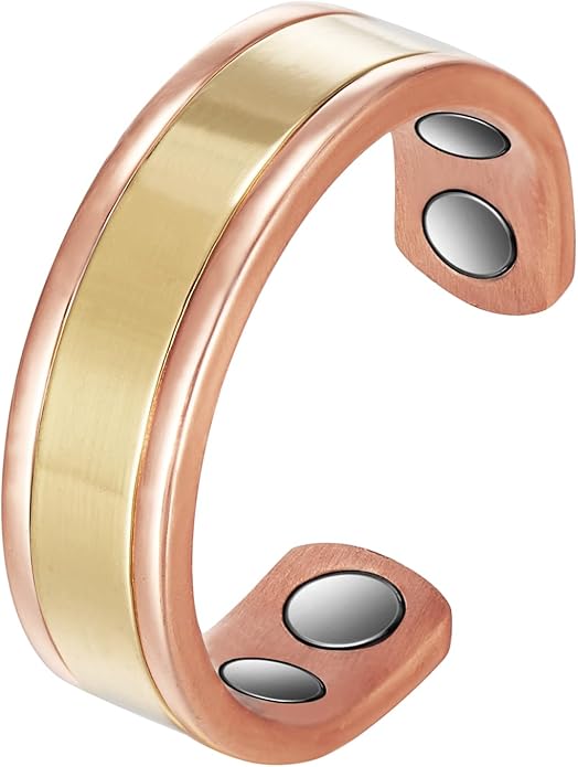 Copper Rings for Women, Pure Copper Adjustable Magnetic Ring （FUTI）