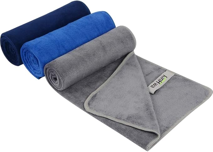 KinHwa Absorbent Workout Towels for Gym Soft Gym Towels for Sweat Microfiber Sports Towel Perfect Size for Workouts, Hot Yoga, Running, Biking or Camping 16inch x 31inch 3 Pack