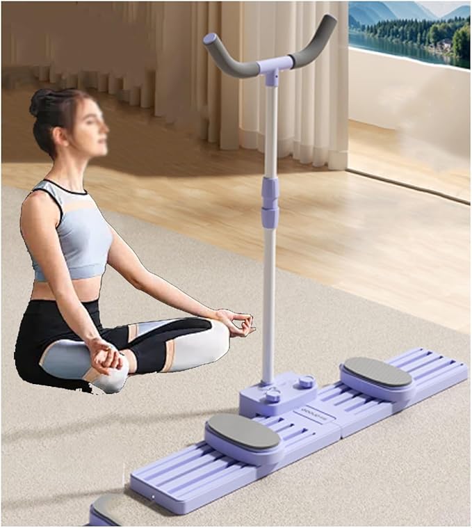 Leg Strength Split Exerciser Ski Trainer Ski Machine Exercise Collapsible Leg Magic Machine Adjustable Inner Thigh Shaper Kegel Trainer Workout Equipment(Purple,Armrest Type)