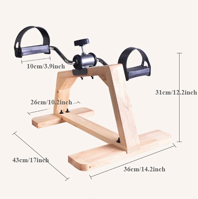 Pedal Exerciser Bike Solid Wood Under Desk Bicycle, Legs Arms Training Peddler Exerciser for Seniors, Fitness Peddler for Elderly Rehabilitation Workout Leg Exercisers