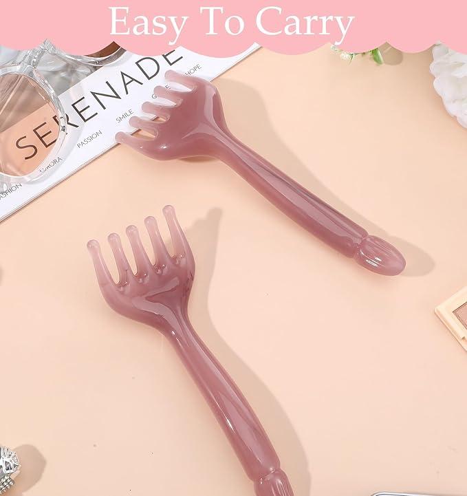 2Pcs Head Massager Scalp, Manual Head Scalp Massage Tool Gua Sha Five Claw Massage Comb, Portable Handheld Resin SPA Relax Tool for Father's Day & Mother's Day Gifts, Pink Purple
