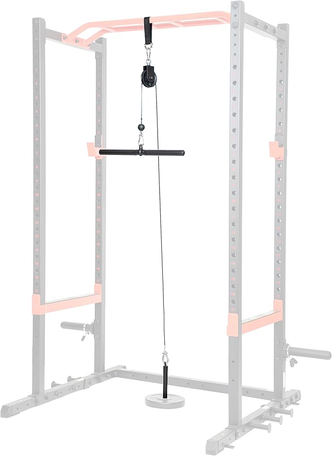 Sunny Health & Fitness Power Cage Squat Rack Upgrade Attachments, Dip Bar, Plate Bar Holder, Belt Squat, J Hook, Lat, Adapter, U Ring, Pull Up Bar, Landmine, Captain's Chair, Tricep Rope For Home Gym