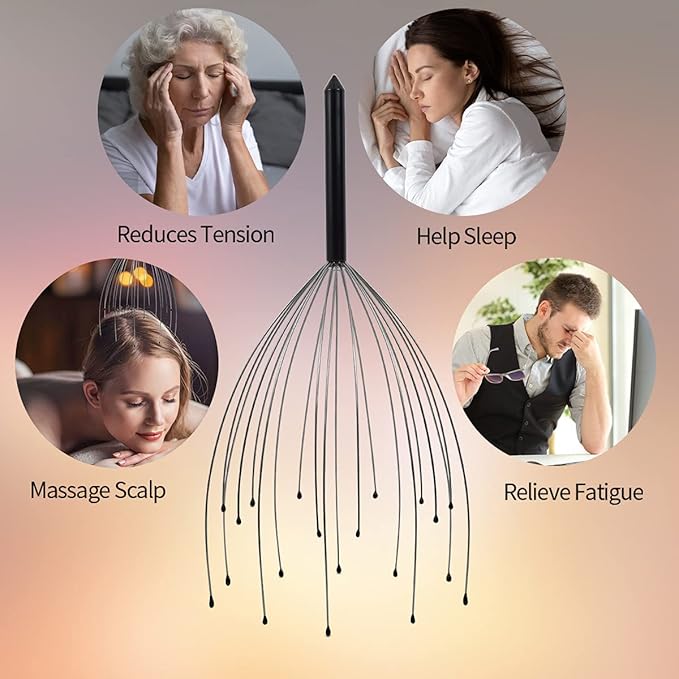 2 Pack Head Massager Scalp Massager 20 Fingers Handheld Scalp Scratcher Head Scratcher Stress Relax for Deep Relaxing, Christmas Gift Stocking Stuffers for Men Women Adults