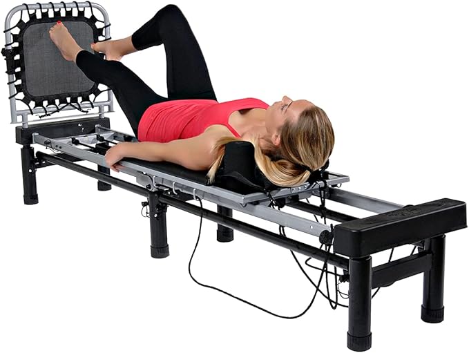 AeroPilates Reformer - Pilates Reformer Workout Machine for Home Gym - Cardio Fitness Rebounder- Up to 300 lbs Weight Capacity, Black