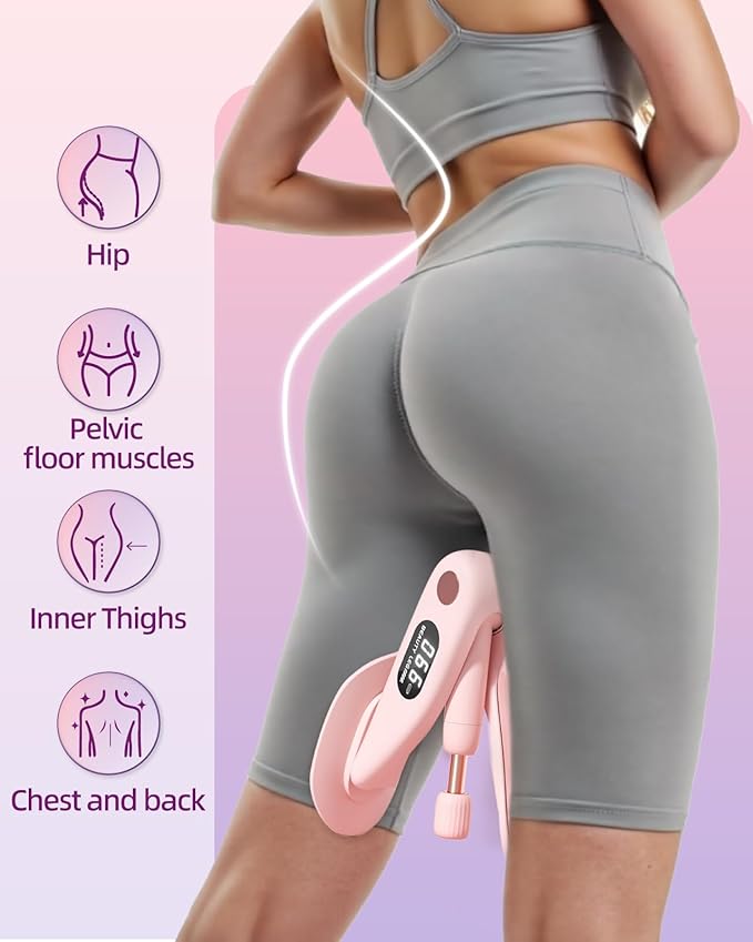 Thigh Trainer, Pelvic Floor Muscle Trainer Adjustable Resistance Inner Thigh Exerciser, Kegel Trainer for Postpartum Rehabilitation 20LB Resistance Band Pelvic Floor Strengthening