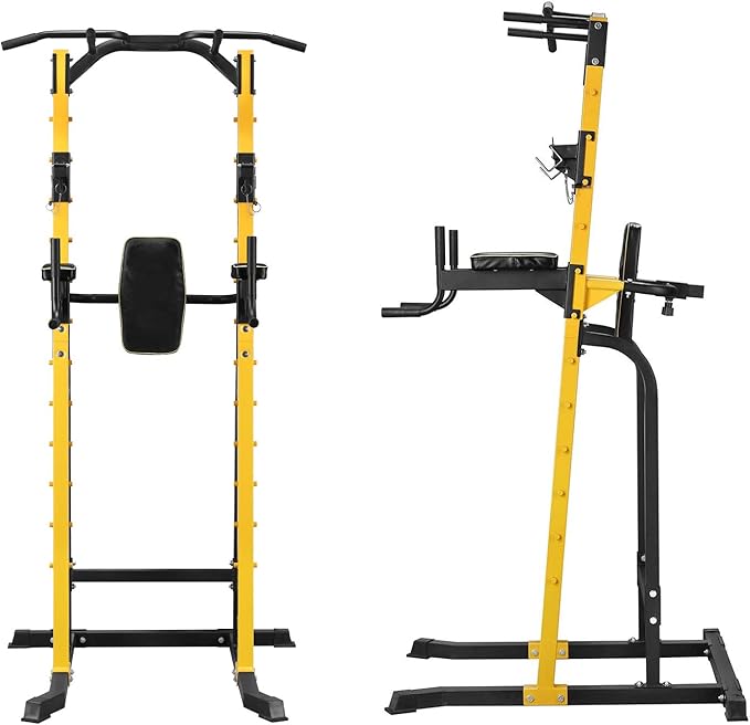 ZENOVA Pull Up Bar Station Power Tower, Adjustable Height Dip Bar for Home Gym Multi-Function Strength Training Workout Equipment