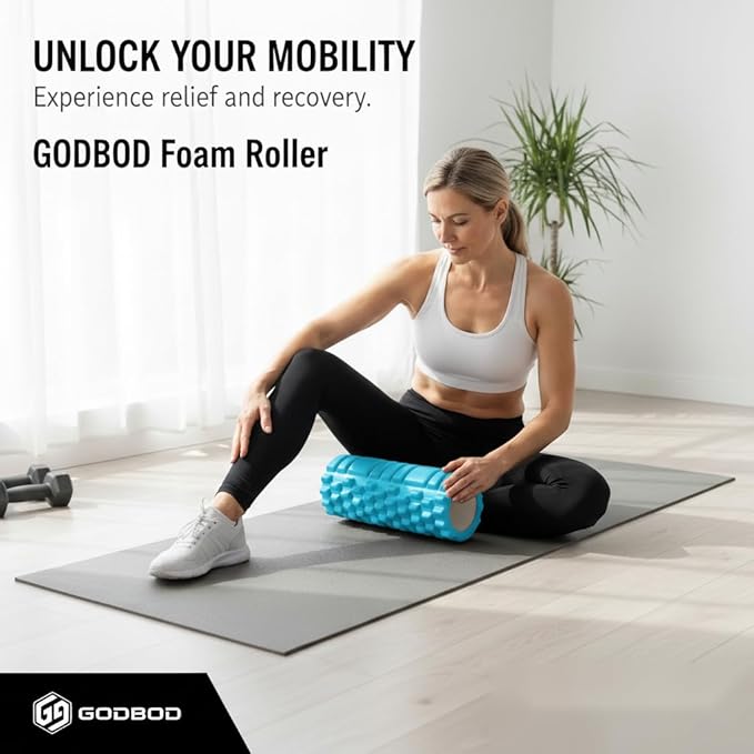 Strong Foam Roller - Deep Tissue Medium Density Muscle Massager with Myofascial Trigger Point Release, Back Massage Roller for Soreness and Mobility 13 x 5.5 Inch