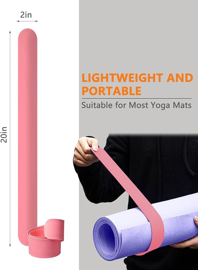 2 Pcs Yoga Mat Strap, Yoga Mat Scrunchie Slap Band for Carrying & Storage - Secure for Travel, Fits Most Standard Mats