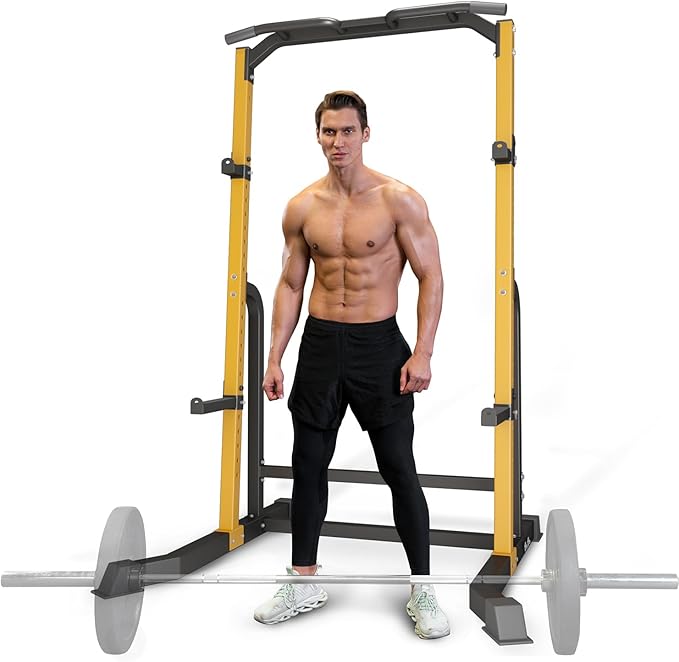 ZENOVA Pull Up Bar Dip Bar Squat Rack Workout Dip Station Height Adjustable Free Standing Chin Up Bar