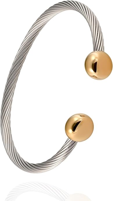 Magnetic Bracelets for Women, 2-Tone Stainless Steel Magnetic Bracelet for Couples & Hea
