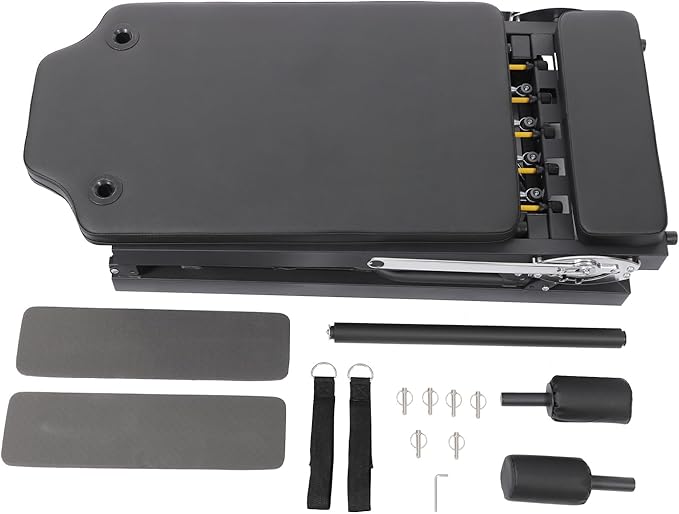 Pilates Reformer, Foldable Reformer Pilates Machine for Home Use, Cardio Fitness Rebounder with Dual Resistance- Springs and Cords, Pilates Equipment for Home Gym Workouts, Up to 264 LBS